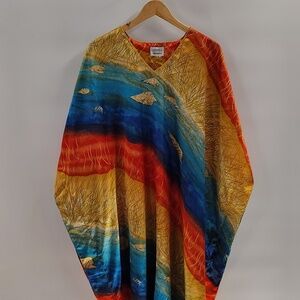 Luxell branded one-size kaftan beach coverup coastal seashell pattern